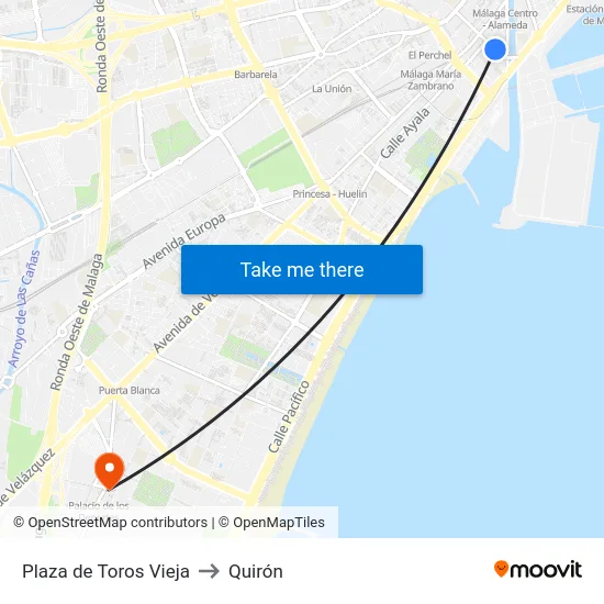 Plaza de Toros Vieja to Quirón map