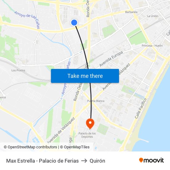 Max Estrella - Palacio de Ferias to Quirón map