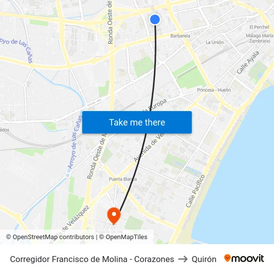 Corregidor Francisco de Molina - Corazones to Quirón map