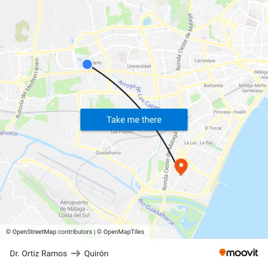 Dr. Ortiz Ramos to Quirón map