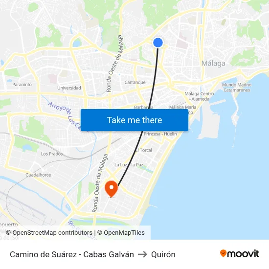 Camino de Suárez - Cabas Galván to Quirón map