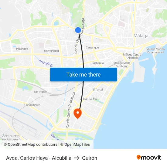 Avda. Carlos Haya - Alcubilla to Quirón map