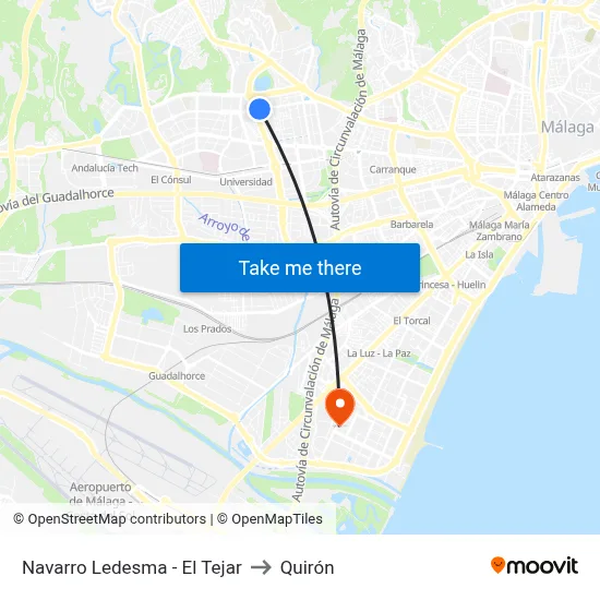 Navarro Ledesma - El Tejar to Quirón map