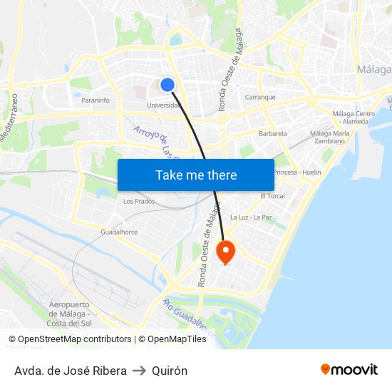 Avda. de José Ribera to Quirón map