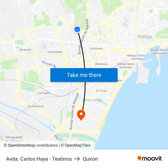 Avda. Carlos Haya - Teatinos to Quirón map