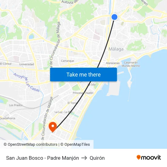 San Juan Bosco - Padre Manjón to Quirón map