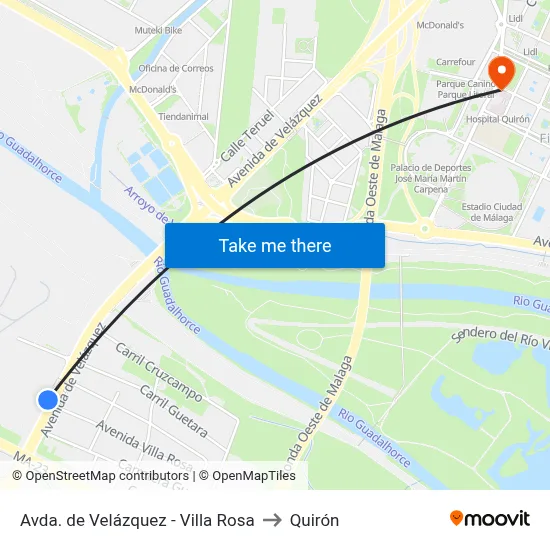 Avda. de Velázquez - Villa Rosa to Quirón map