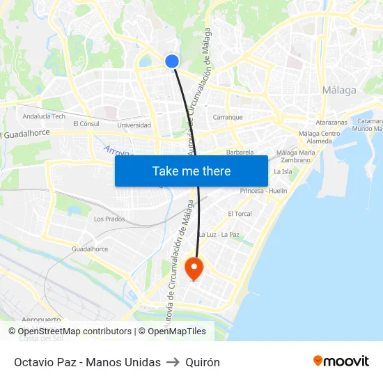 Octavio Paz - Manos Unidas to Quirón map