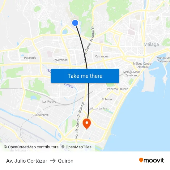 Av. Julio Cortázar to Quirón map
