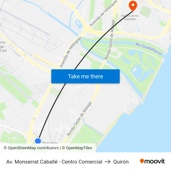 Av. Monserrat Caballé - Centro Comercial to Quirón map