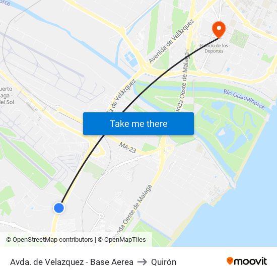 Avda. de Velazquez - Base Aerea to Quirón map