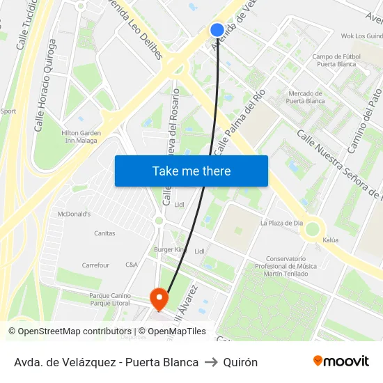 Avda. de Velázquez - Puerta Blanca to Quirón map