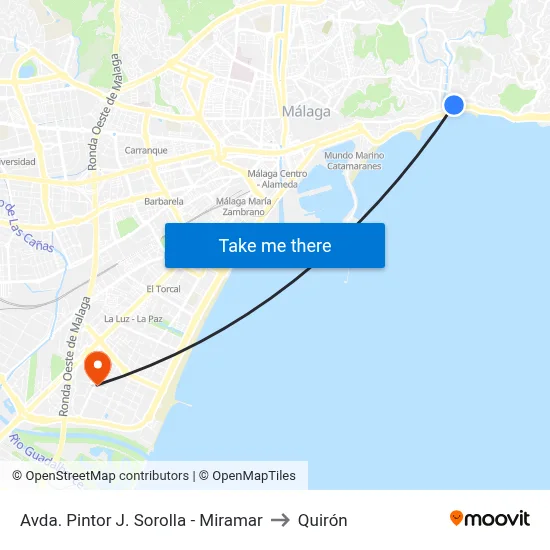 Avda. Pintor J. Sorolla - Miramar to Quirón map