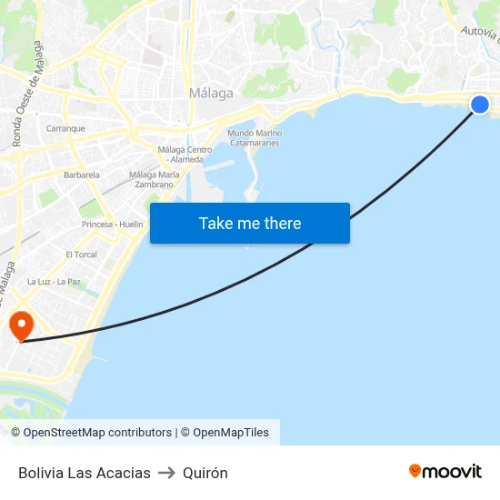 Bolivia Las Acacias to Quirón map