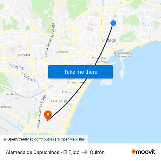 Alameda de Capuchinos - El Ejido to Quirón map