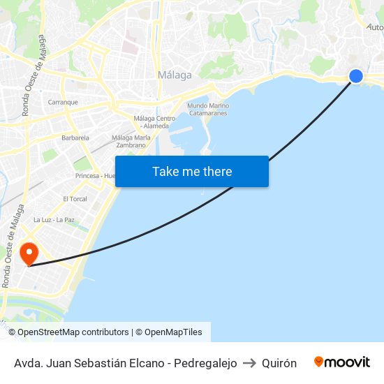 Avda. Juan Sebastián Elcano - Pedregalejo to Quirón map