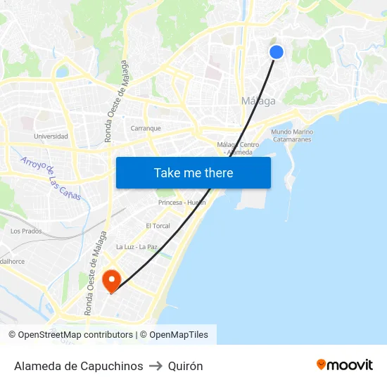Alameda de Capuchinos to Quirón map