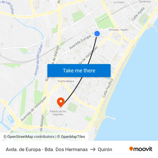 Avda. de Europa - Bda. Dos Hermanas to Quirón map