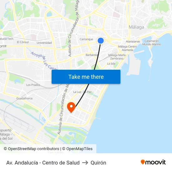 Av. Andalucía - Centro de Salud to Quirón map
