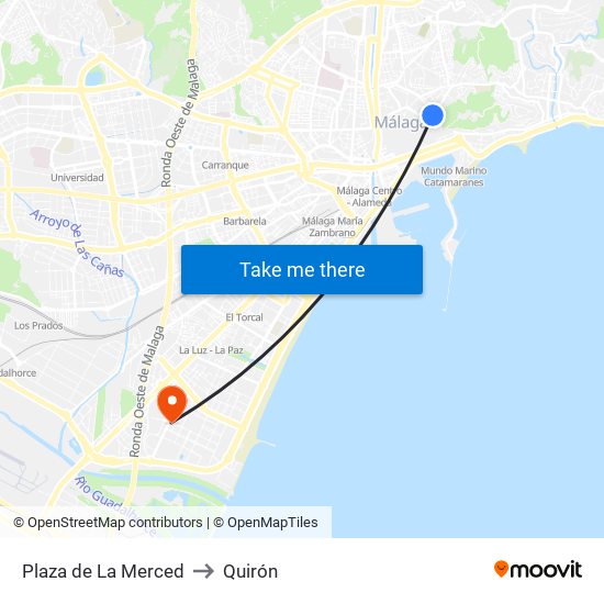 Plaza de La Merced to Quirón map