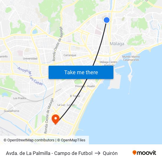 Avda. de La Palmilla - Campo de Futbol to Quirón map