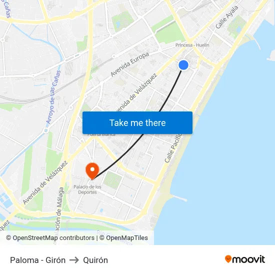 Paloma - Girón to Quirón map