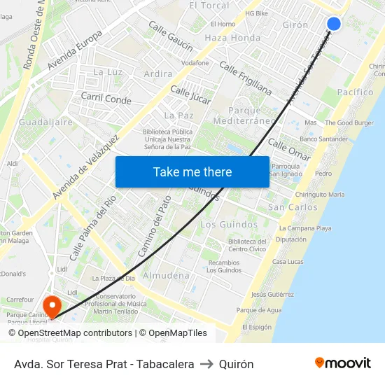 Avda. Sor Teresa Prat - Tabacalera to Quirón map