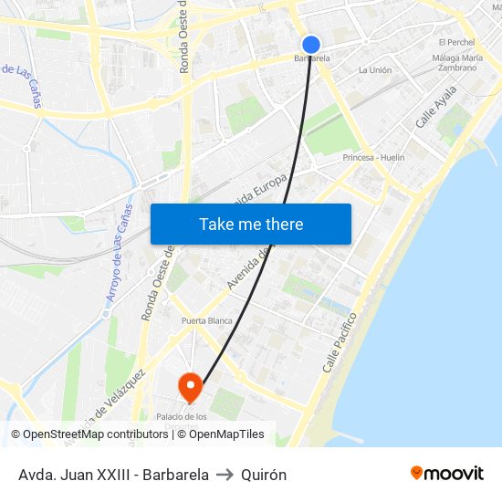 Avda. Juan XXIII - Barbarela to Quirón map