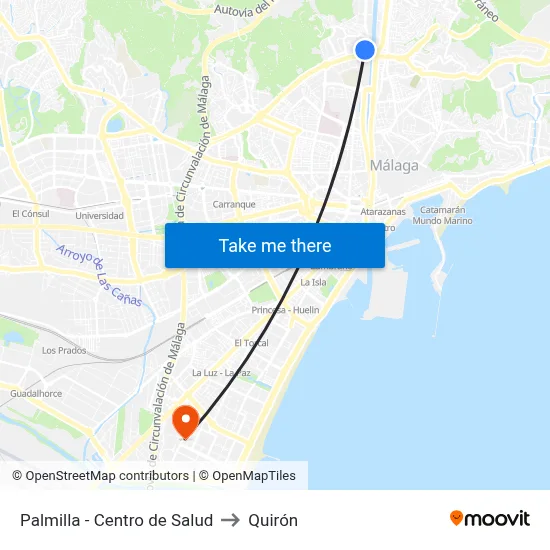 Palmilla - Centro de Salud to Quirón map