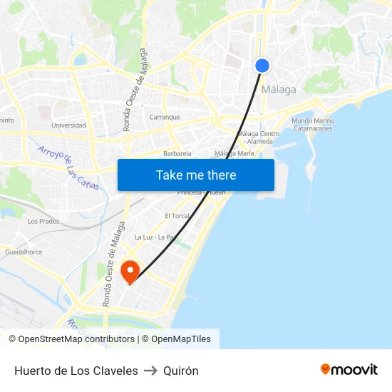 Huerto de Los Claveles to Quirón map