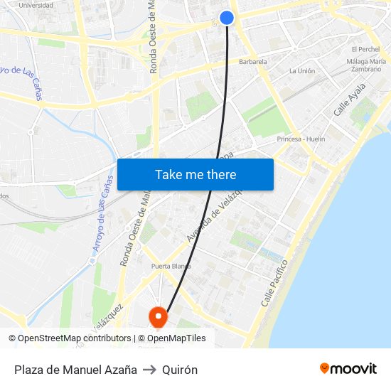 Plaza de Manuel Azaña to Quirón map