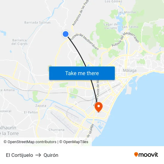El Cortijuelo to Quirón map