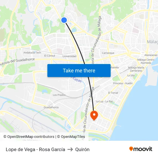 Lope de Vega - Rosa García to Quirón map