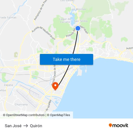 San José to Quirón map