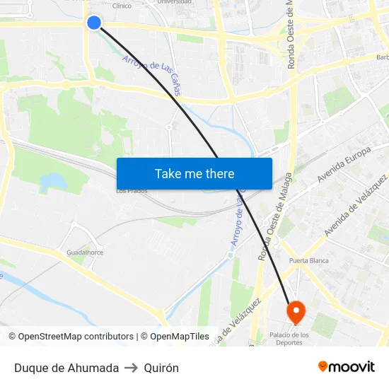 Duque de Ahumada to Quirón map