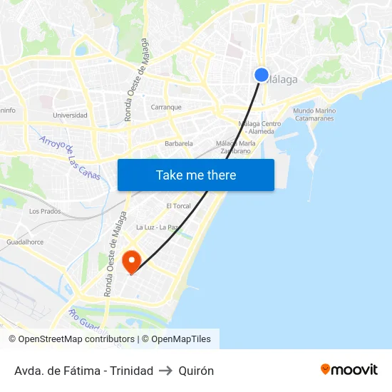 Avda. de Fátima - Trinidad to Quirón map