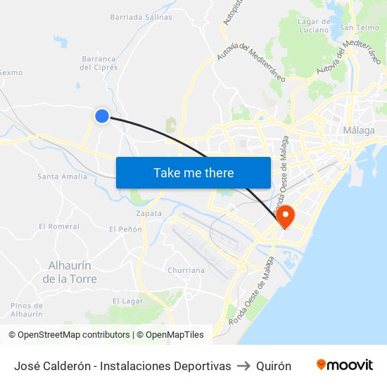 José Calderón - Instalaciones Deportivas to Quirón map