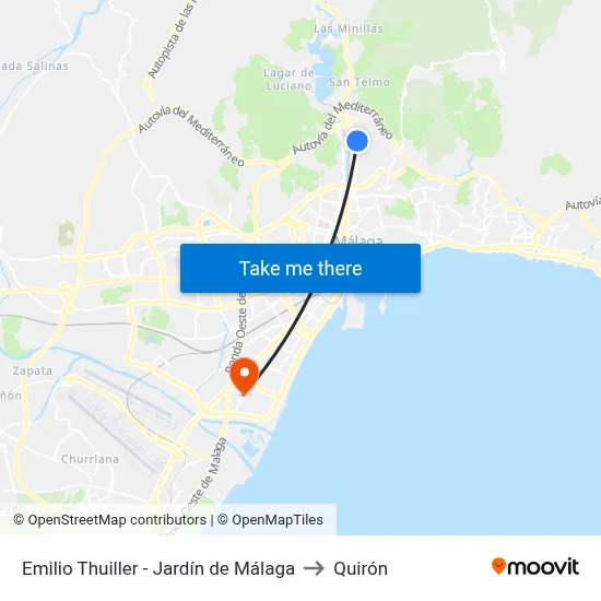 Emilio Thuiller - Jardín de Málaga to Quirón map