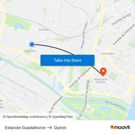 Estación Guadalhorce to Quirón map