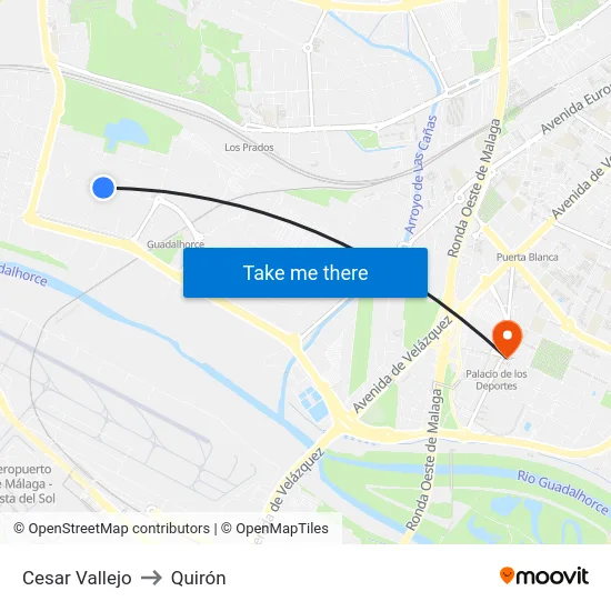 Cesar Vallejo to Quirón map