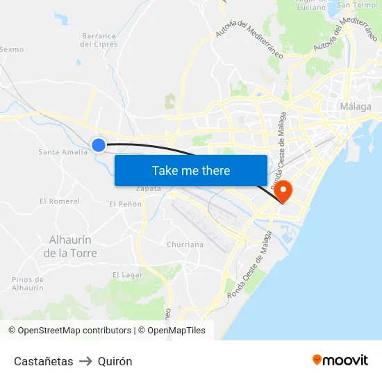 Castañetas to Quirón map