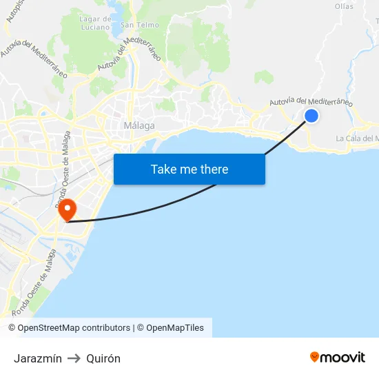 Jarazmín to Quirón map