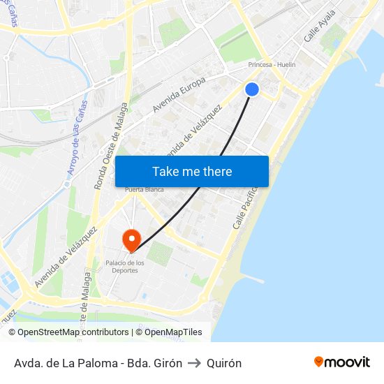 Avda. de La Paloma - Bda. Girón to Quirón map