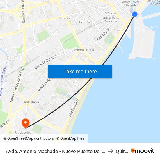 Avda. Antonio Machado - Nuevo Puente Del Carmen to Quirón map