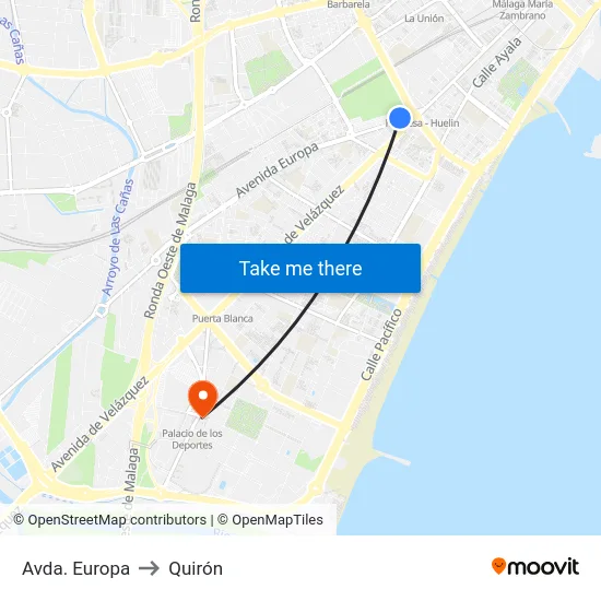 Avda. Europa to Quirón map
