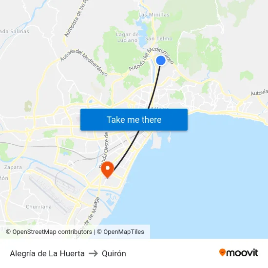 Alegría de La Huerta to Quirón map