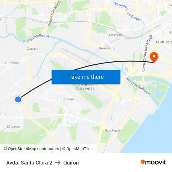 Avda. Santa Clara-2 to Quirón map