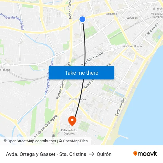 Avda. Ortega y Gasset - Sta. Cristina to Quirón map