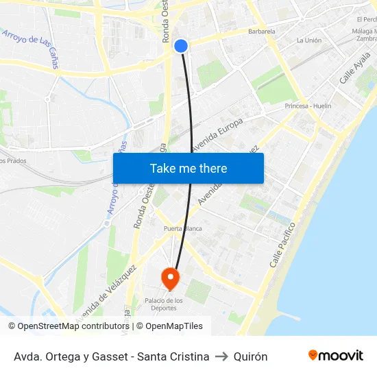 Avda. Ortega y Gasset - Santa Cristina to Quirón map