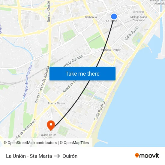 La Unión - Sta Marta to Quirón map